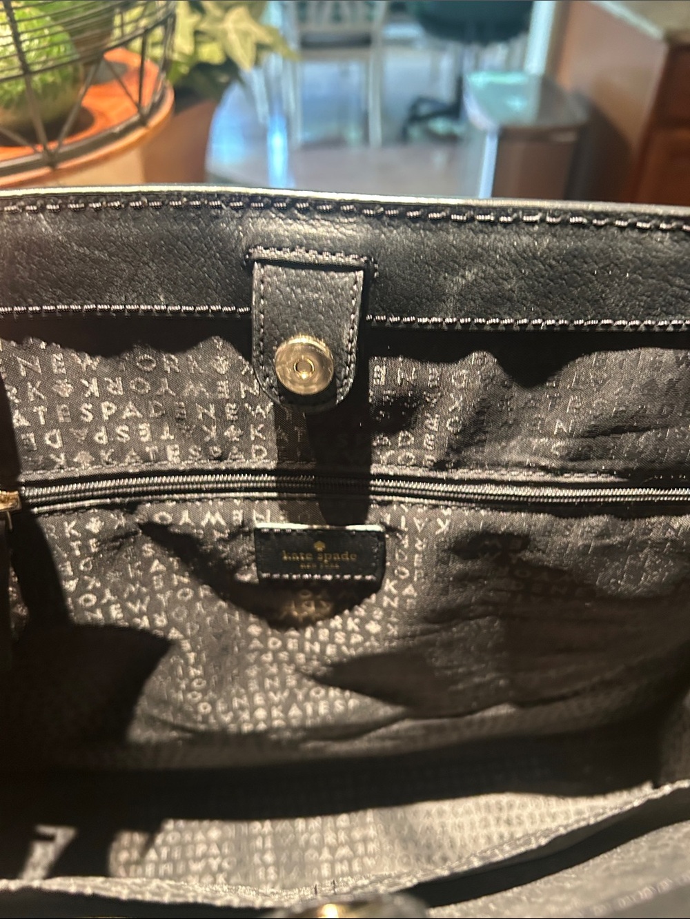 Kate Spade Two-Tone Leather Tote in Cream and Black - Picture 8 of 12